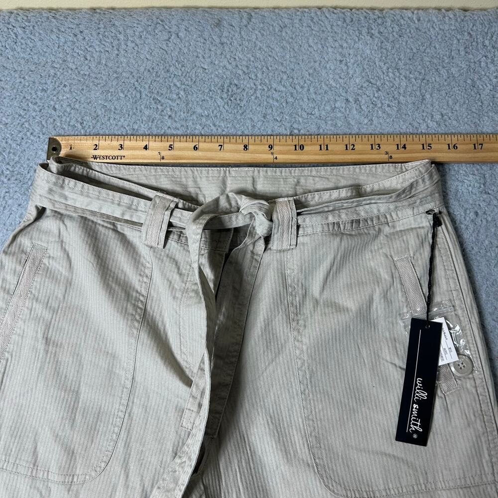 Willi Smith Pants Womens 8 Tan Tapered Capri Wide Leg Cotton Summer Vacation NEW - Picture 5 of 10